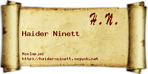Haider Ninett névjegykártya